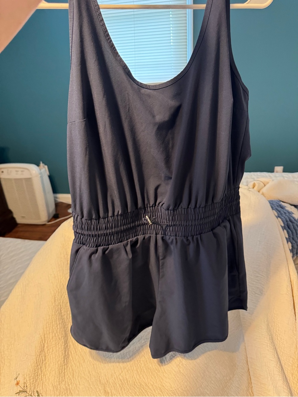 Abercrombie & Fitch Navy Logo Scoop Neck Romper